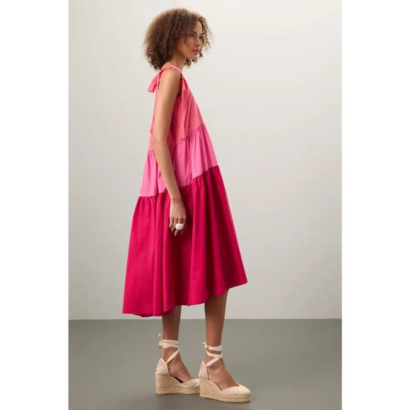 Peter Som Three Tier Pink Midi Dress Size 0 - Picture 2 of 6